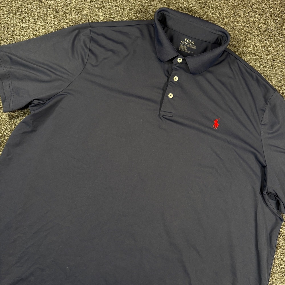 Polo Ralph Lauren Performance Polo Mens XL Navy Blue Short Sleeve Stretch Logo